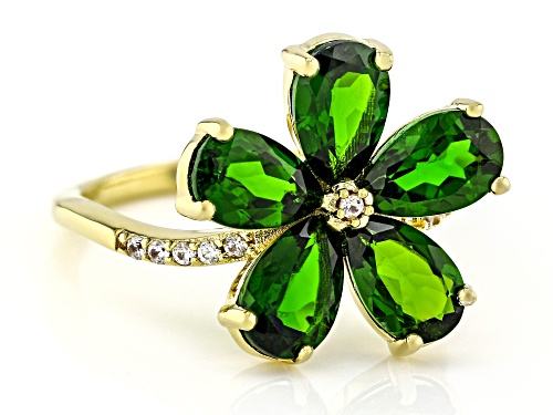 3.61ctw Chrome Diopside With 0.08ctwWhite Zircon 18k Yellow Gold Over Sterling Silver Ring - Size 8