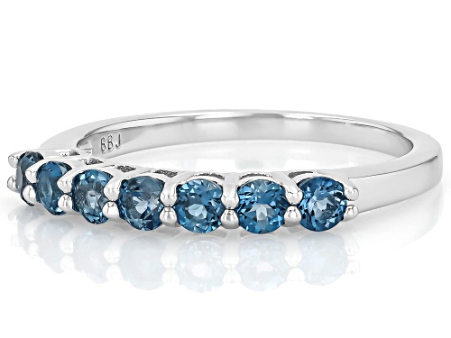 0.83ctw London Blue Topaz Rhodium Over Sterling Silver Band Ring - Size 6