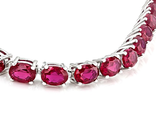 26.69ctw Lab Created Ruby Rhodium Over Sterling Silver Tennis Bracelet - Size 8