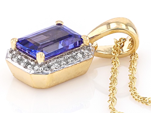 0.85ct Tanzanite With 0.09ctw White Diamond 10k Yellow Gold Pendant With Chain