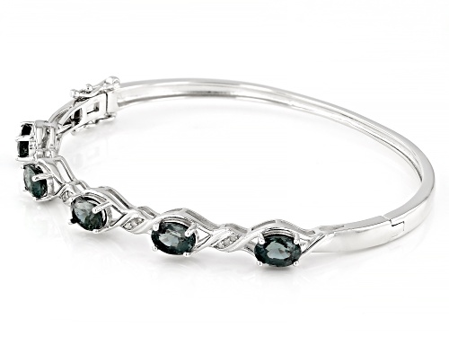 2.13ctw Platinum Spinel With 0.05ctw Diamond Rhodium Over Sterling Silver Bangle Bracelet - Size 7.25