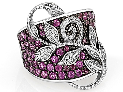1.77ctw Rhodolite With 0.45ctw White Zircon Rhodium Over Sterling Silver Ring - Size 6