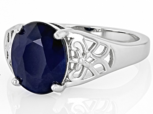 3.40ct Sapphire Rhodium Over Sterling Silver Solitaire Ring - Size 7