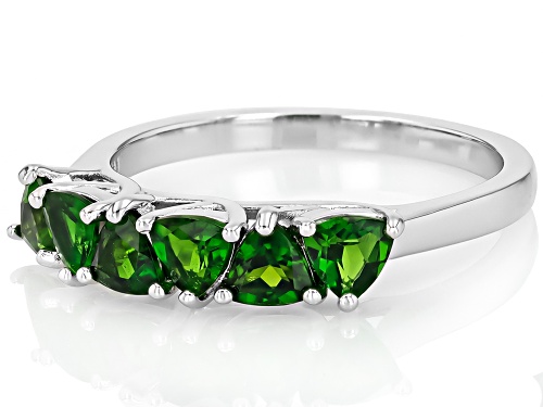 1.22ctw Trillion Chrome Diopside Rhodium Over Sterling Silver Band Ring - Size 6