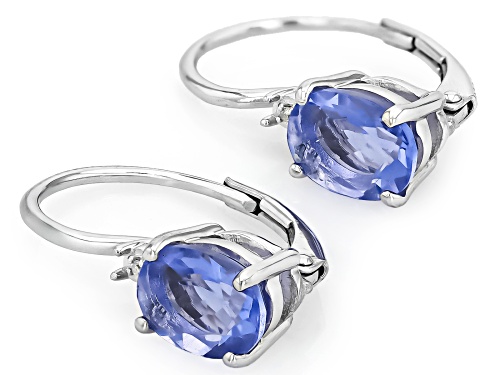 2.75ctw Oval Color Change Fluorite With .01ctw White Diamond Accent Rhodium Over Silver Earrings