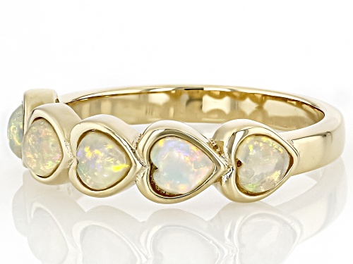 4mm Honey Color Ethiopian Opal 18k Yellow Gold Over Sterling Silver Ring - Size 8