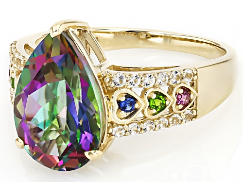 4.43ctw Multi Gemstone 10k Yellow Gold Ring - Size 6