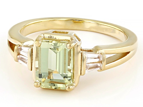 1.53ct Canary Yellow Apatite With 0.27ctw White Zircon 18k Yellow Gold Over Sterling Silver Ring - Size 10