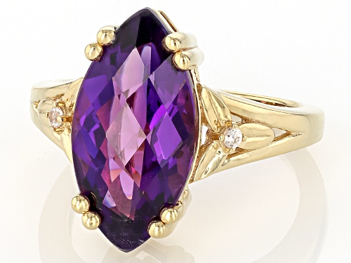 4.50ct African Amethyst With 0.03ctw White Zircon 18k Yellow Gold Over Sterling Silver Ring - Size 7
