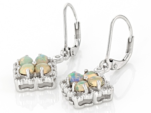 0.75ctw Honey Color Ethiopian Opal With 0.03ctw White Zircon Rhodium Over Sterling Silver Earrings