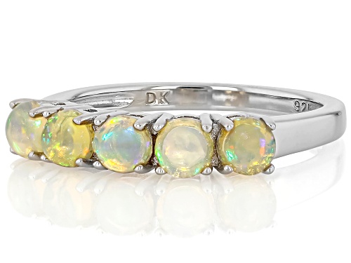 0.60ctw Honey Color Ethiopian Opal Rhodium Over Sterling Silver Ring - Size 7