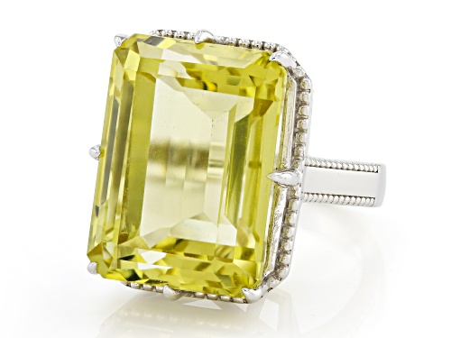 22.19ct Canary Quartz Rhodium Over Sterling Silver Ring - Size 6