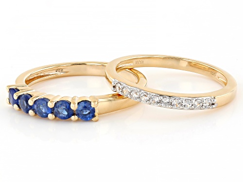 0.60ctw Blue Kyanite With 0.09ctw White Zircon 18k Yellow Gold Over Sterling Silver Ring - Size 7