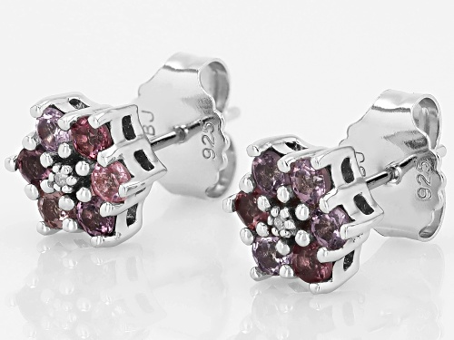 0.82ctw Multi Color Spinel With 0.01ctw Diamond Accent Rhodium Over Sterling Silver Stud Earrings