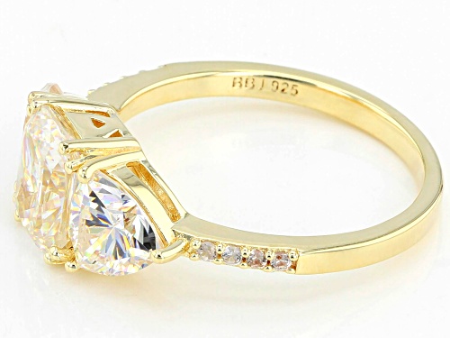 3.70ctw Strontium Titanate and .06ctw White Zircon 18K Yellow Gold Over Silver Ring - Size 6