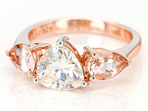 1.78ct Strontium and 1.62ctw Morganite 18K Rose Gold Over Silver Ring - Size 8
