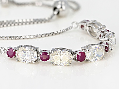 5.80ctw Strontium Titanate and .90ctw Mozambique Ruby Silver Adjustable Bracelet