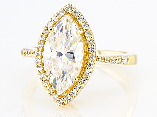 3.48ct Strontium Titanate and .33ctw White Zircon 18K Yellow Gold Over Silver Ring - Size 8