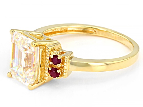 3.30ct Strontium Titanate and .14ctw Mahaleo Ruby 18K Yellow Gold Over Silver Ring - Size 9
