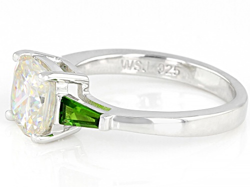 3.25ct Strontium Titanate and .43ctw Chrome Diopside Rhodium Over Sterling Silver Ring - Size 10