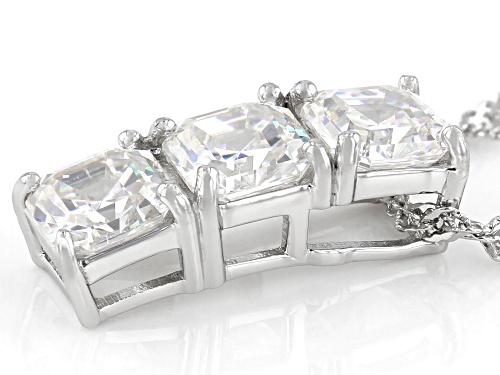 2.10ctw Asscher Cut Strontium Titanate Rhodium Over Silver Pendant and Singapore Chain