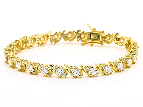 8.75ctw Strontium Titanate and .85ctw White Zircon 18K Yellow Gold Over Silver Bracelet - Size 7.25