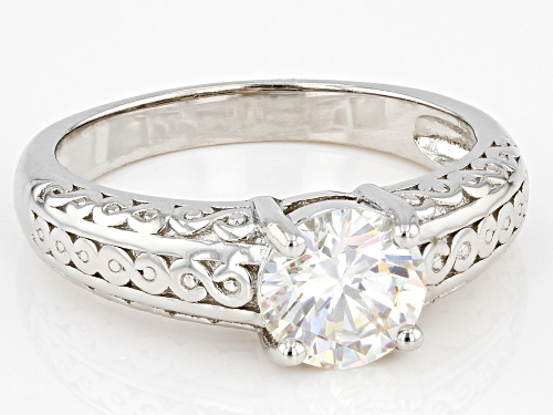 1.75ct Round Strontium Titanate Rhodium Over Sterling Silver Ring - Size 8