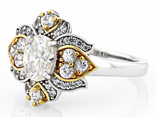1.50ct Strontium Titanate with White Zircon Rhodium & 18K Yellow Gold Over Silver Ring - Size 6