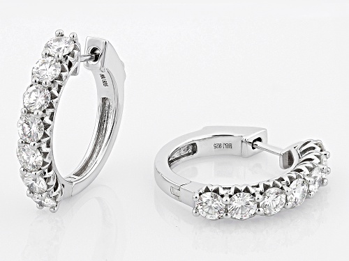 4.90ctw Round Strontium Titanate Rhodium Over Sterling Silver Hoop Earrings