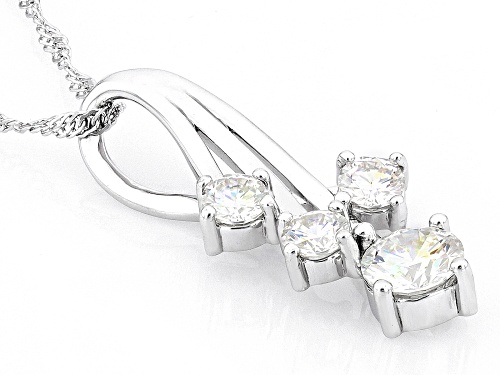 2.15ctw Round Strontium Titanate Rhodium Over Sterling Silver Pendant & Chain
