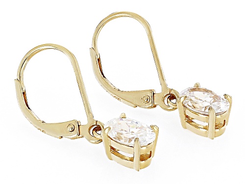 1.90ctw Oval Strontium Titanate 18K Yellow Gold Over Silver Earrings