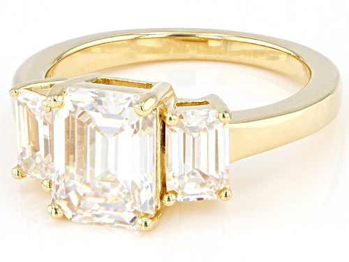 4.70ctw Emerald Cut Strontium 18K Yg Over Sterling Silver Ring - Size 8