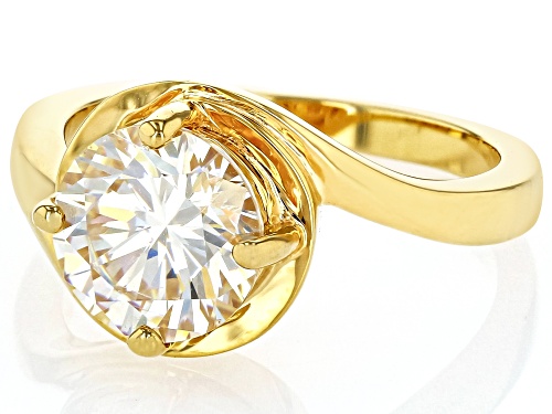 2.85ct Round Strontium Titanate 18K Yellow Gold Over Silver Ring - Size 8