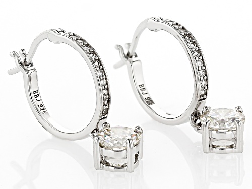 2.70ctw Round Strontium Titanate & White Zircon Rhodium Over Silver Earrings
