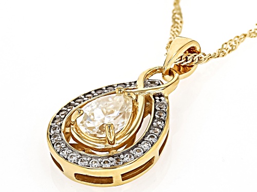 1.30CT STRONTIUM TITANATE & 0.21CTW WHITE ZIRCON 18K YELLOW GOLD OVER SILVER PENDANT & CHAIN