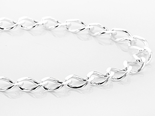 Sterling Silver .3mm Diamond Cut Marquise Shaped Curb Link 20 Inch Chain Necklace - Size 20