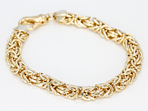 18k YELLOW GOLD OVER STERLING SILVER 8MM DOMED BYZANTINE  BRACELET - Size 7