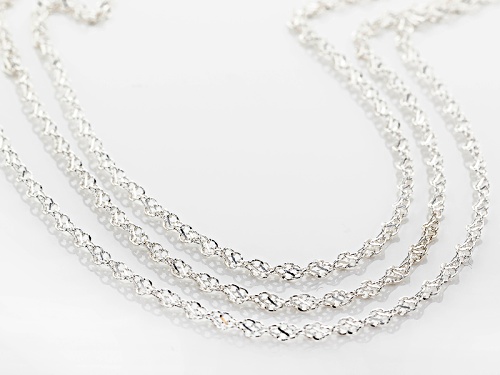 Sterling Silver Torchon Necklace 18 Inch, 20 Inch, And 24 Inch Set Of Three