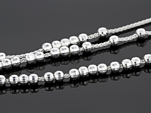 Sterling Silver Graduated Diamond Cut Bead 20 Inch Necklace - Size 20