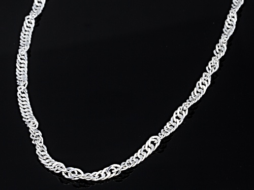 Rhodium Over Sterling Silver Diamond Cut Singapore Chain Necklace 24 Inch - Size 24