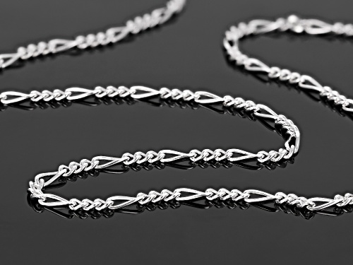 Sterling Silver 1.7MM Diamond Cut Figaro Link Necklace 24 Inch - Size 24