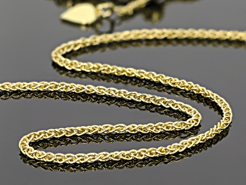 18K Yellow Gold Over Sterling Silver 1mm Adjustable Wheat Chain Necklace - Size 24