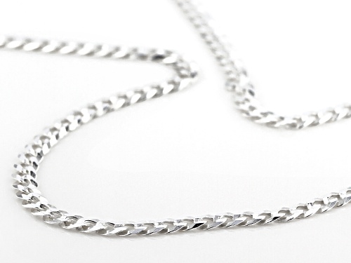 Sterling Silver Diamond Cut Curb 18 inch and 22 inch Chain Necklace Set of Two