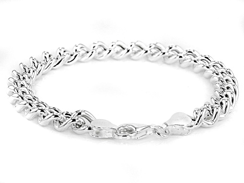 Sterling Silver Hollow Curb Bracelet 7.5 Inch