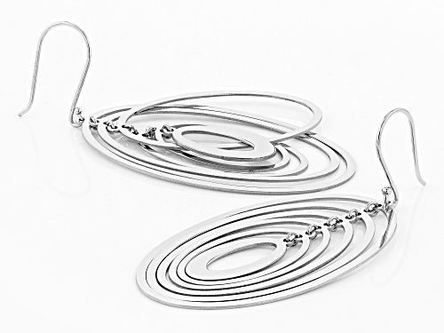 Sterling Silver Oval Shape Drop Design Earrings