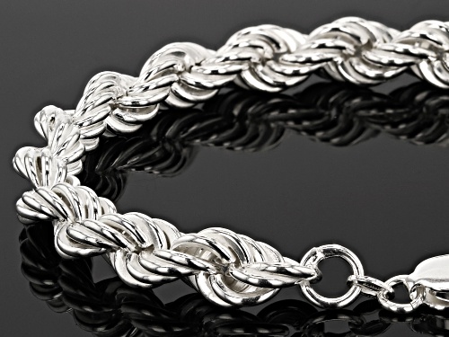 Sterling Silver 8MM Bevelled Rope Bracelet 8 Inch - Size 8