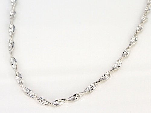Sterling Silver 2MM Spiral Herringbone Chain Necklace 18 Inch - Size 18