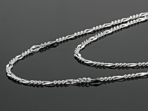 Sterling Silver Valentino Curb Chain Necklace Set 18 & 20 Inch
