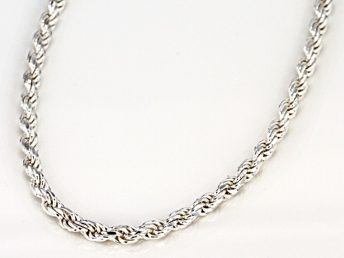 Sterling Silver 2.5MM Polished Rope Chain Necklace 18 Inch - Size 18