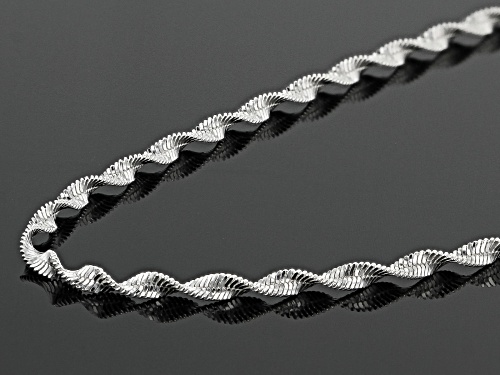 Sterling Silver 2.2 MM Spiral Herringbone Chain Necklace 20 Inch - Size 20